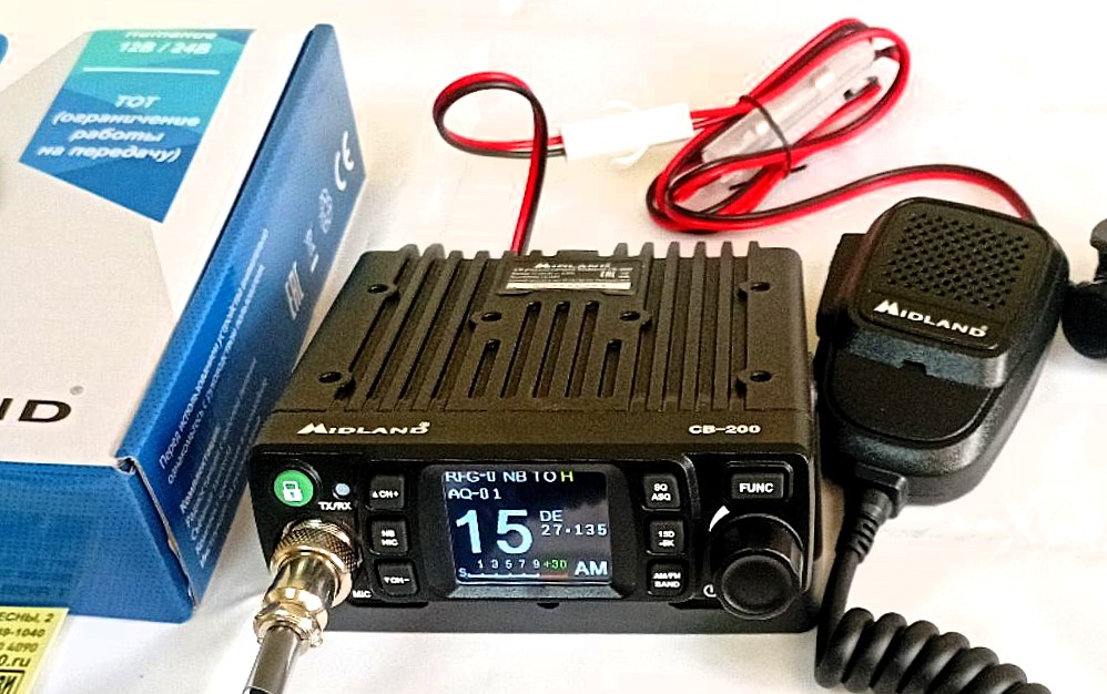 CB рация Midland CB-200 2025 года с хорошим дисплеем и кодировками CTCSS/DCS